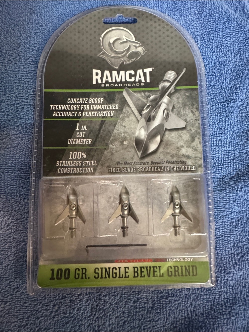 100 GR Single Bevel Grind Broadheads - Silver Stainless Steel